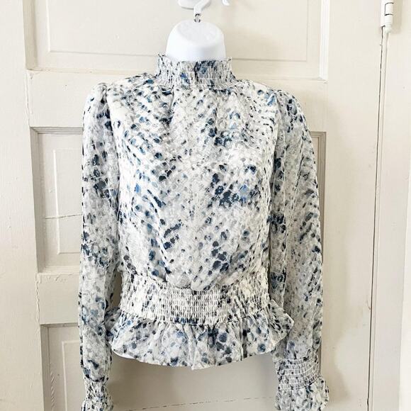 JAPNA Blue & White Patterned Blouse, XS - Picture 3 of 8